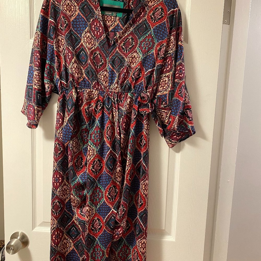 Anthropologie printed dress with a stretchy waistband